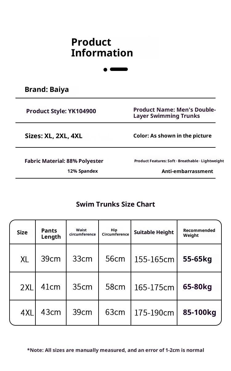 001 Men's Swimming Trunks Adult New Double Layer Anti-Embarrassment Professional Boxer Quick-Dry Fashion Loose High Elastic_voghion.com