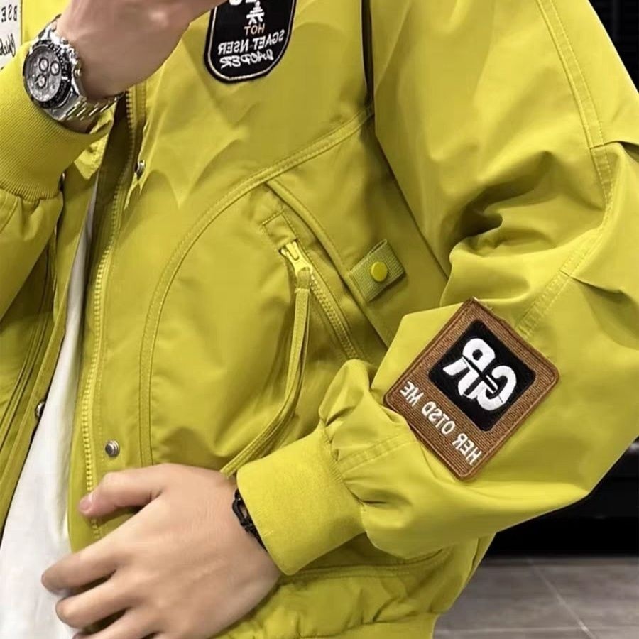 Giacca da baseball da uomo ActiveGo ActiveGo autunno stile americano, alla moda, casual, ricamata, nuova di zecca, da pilota, elegante_voghion.com