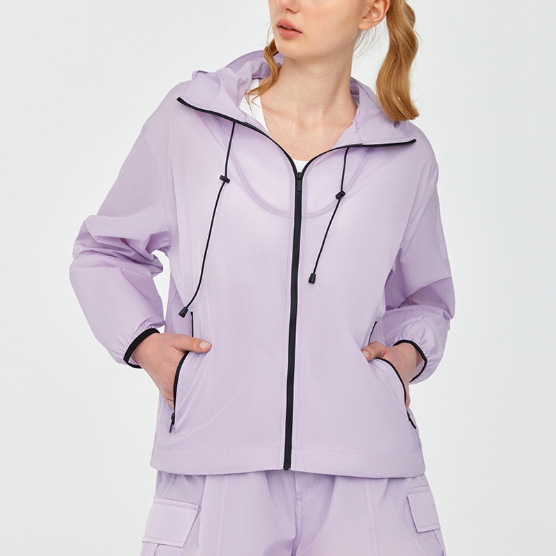 ActiveGo ActiveGo Giacca sportiva leggera da esterno, casual, con cappuccio, per yoga, da indossare in palestra e all'aperto_voghion.com