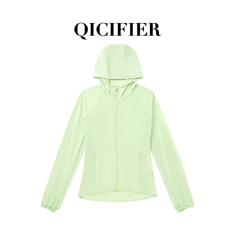 ActiveGo ActiveGo QCFE Qiancai Feier Summer Outdoor Sports Yoga Fitness Running Hooded Ice Feel Sun Protection Jacket For Women 3031_voghion.com