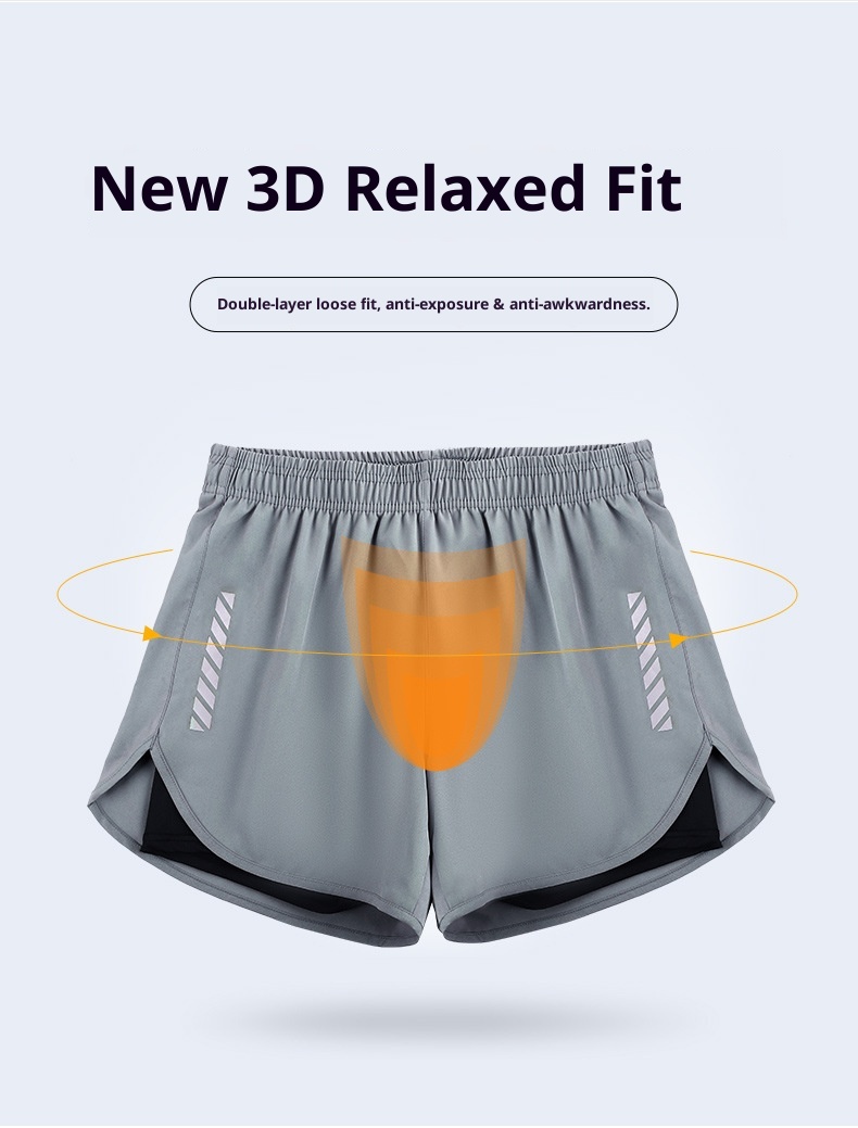 001 New Men's Trunks Double Layer Anti-Embarrassment Quick-Dry Plus Size Boxer Adult Swimwear Beach Shorts Swimming Gear_voghion.com