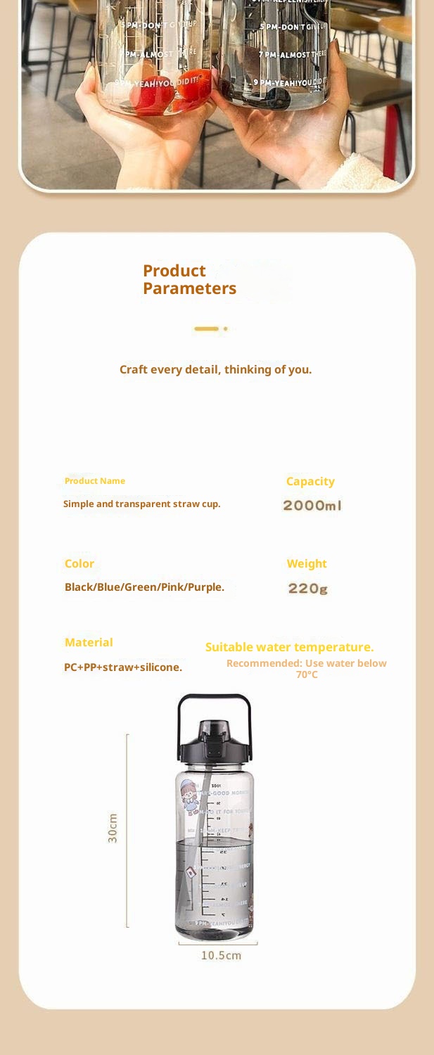 001 Cross-Border Super Large Capacity Space Cup Summer Men And Women High-End Feel 2000ml Fitness Sports Ton Bucket_voghion.com