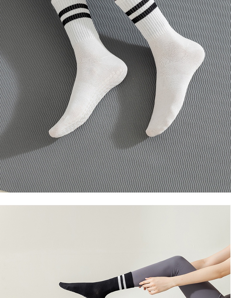 001 Pilates Professional Fünf-Zehen-Socken für mittelhohe Waden, rutschfest, einfarbig, für Yoga und Bodenarbeit_voghion.com