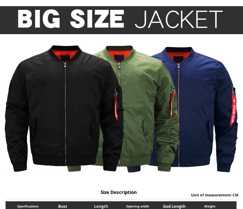 ActiveGo ActiveGo Cross-Border US European Plus Size Men's Loose Cotton Bomber Jacket Trendy_voghion.com
