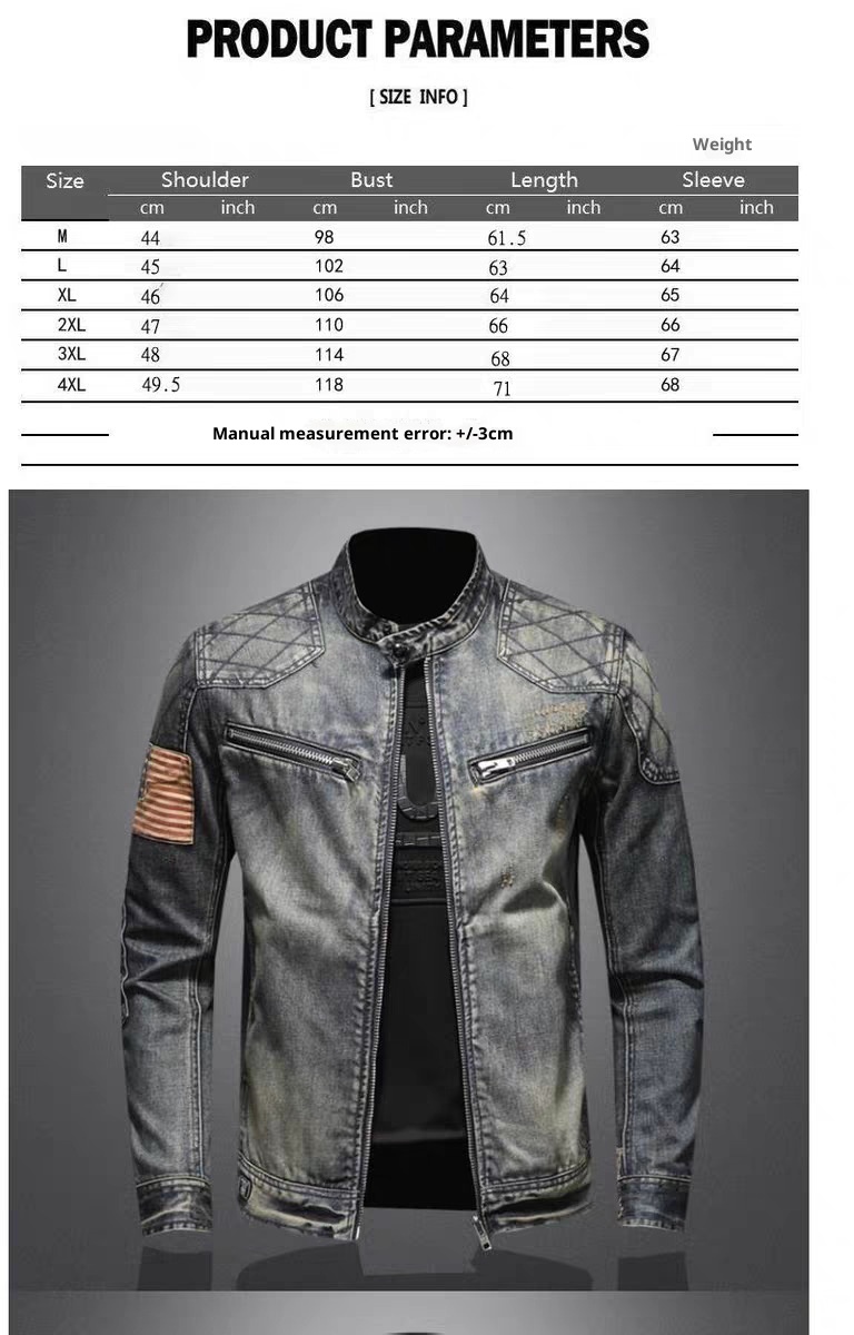 ActiveGo ActiveGo Herbst Winter Neue Retro-Marke Europäisch-Amerikanische Street Riding Stehkragen Motorradjacke für Jugendliche mit Reißverschluss_voghion.com