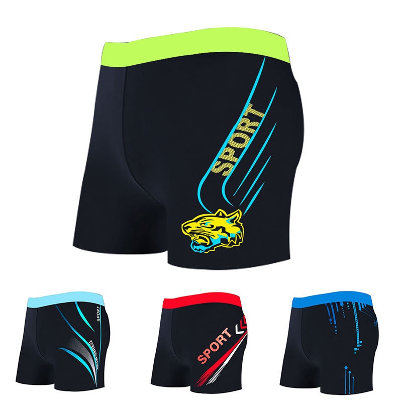 001 Factory Direct Sale Men's Plus Size Fashion Printed Comfortable Boxer Hot Spring Swimming Wide Waist Adult Swim Trunks_voghion.com