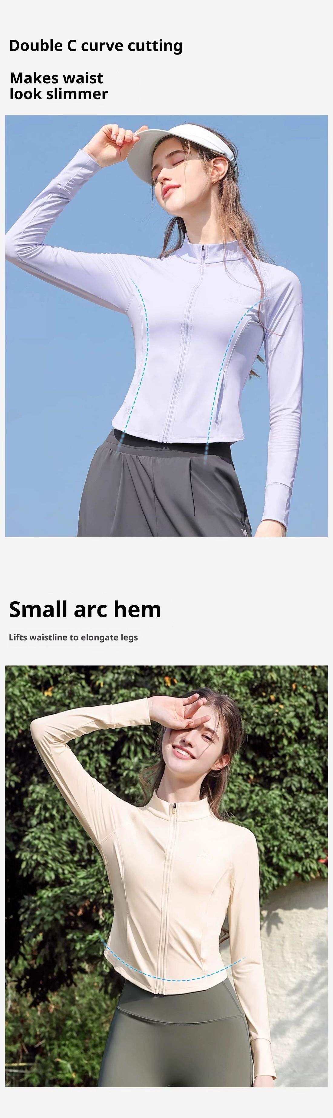 ActiveGo ActiveGo Slim Fit Protezione solare Abbigliamento sportivo da donna con colletto alto Yoga UV Ice Silk traspirante Traspirante Traspirante_voghion.com