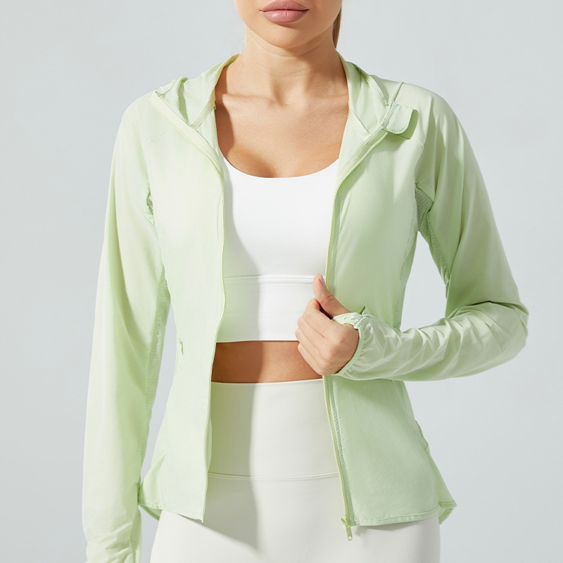ActiveGo ActiveGo QCFE Qiancai Feier Summer Outdoor Sports Yoga Fitness Running Hooded Ice Feel Sun Protection Jacket For Women 3031_voghion.com