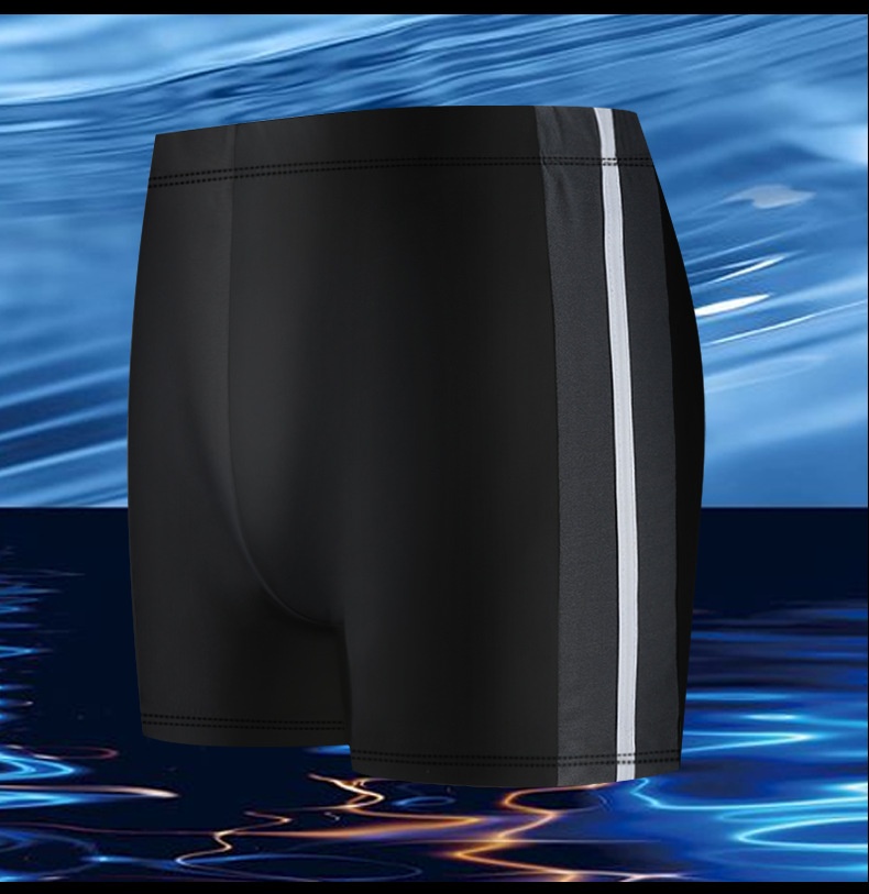 001 Men's Swim Trunks Anti-Embarrassment Adult Sports Plus Size Fashion Color Block Quick-Dry Beach Boxer Shorts_voghion.com