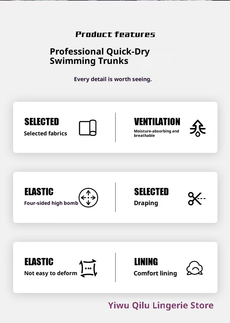 001 Men's Adult Boxer Double Layer Five Points Quick Dry Casual Anti Embarrassment New Professional Beach Swimming Trunks_voghion.com