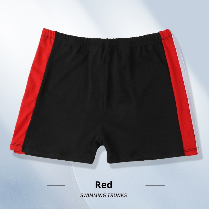 001 Men's Swim Trunks Anti-Embarrassment Adult Sports Plus Size Fashion Color Block Quick-Dry Beach Boxer Shorts_voghion.com