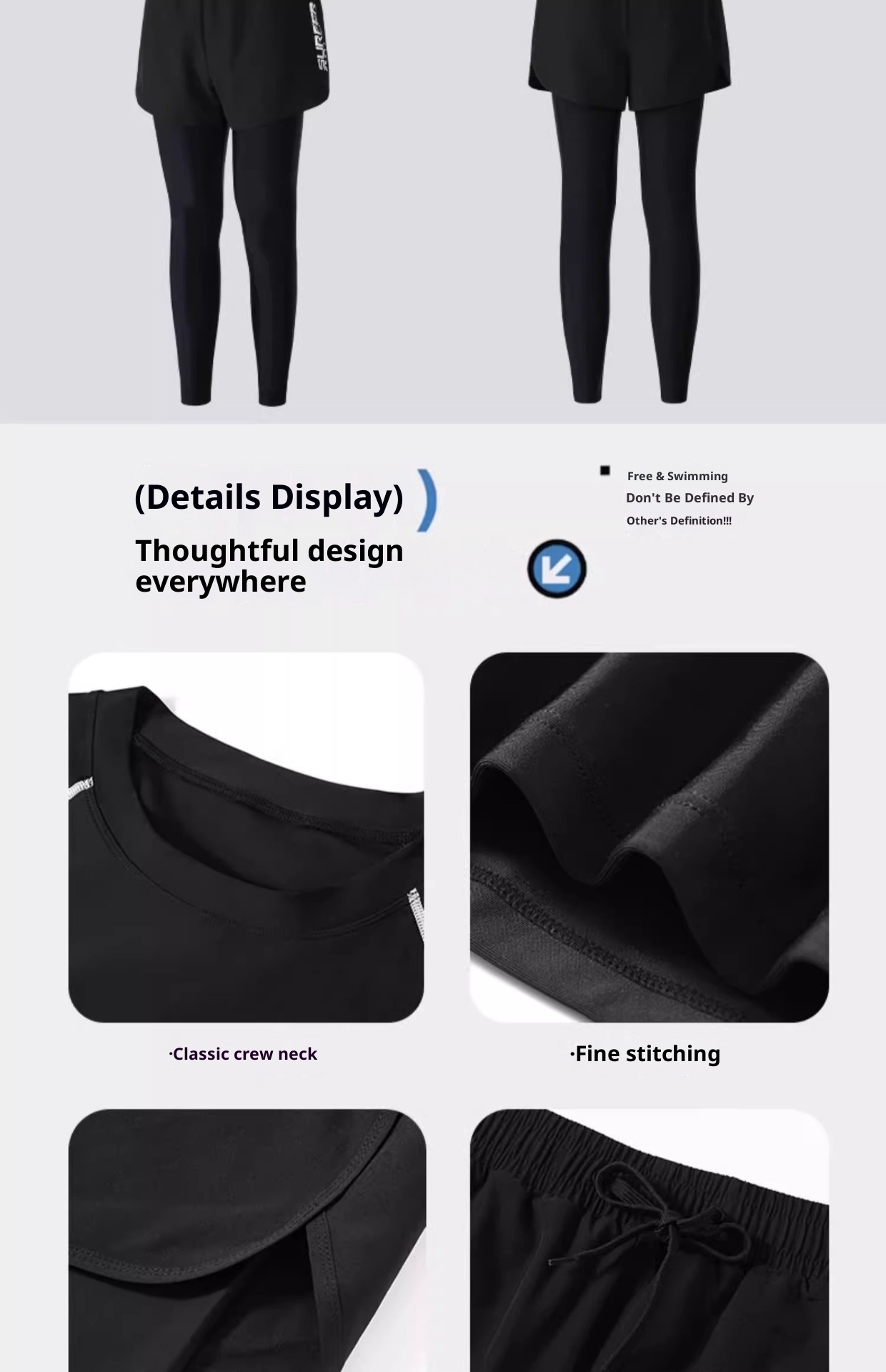 001 Men's Sleeve Long Pants Swimsuit Double Layer Professional Training New Adult Surfing Suit Hot Spring Full Set_voghion.com