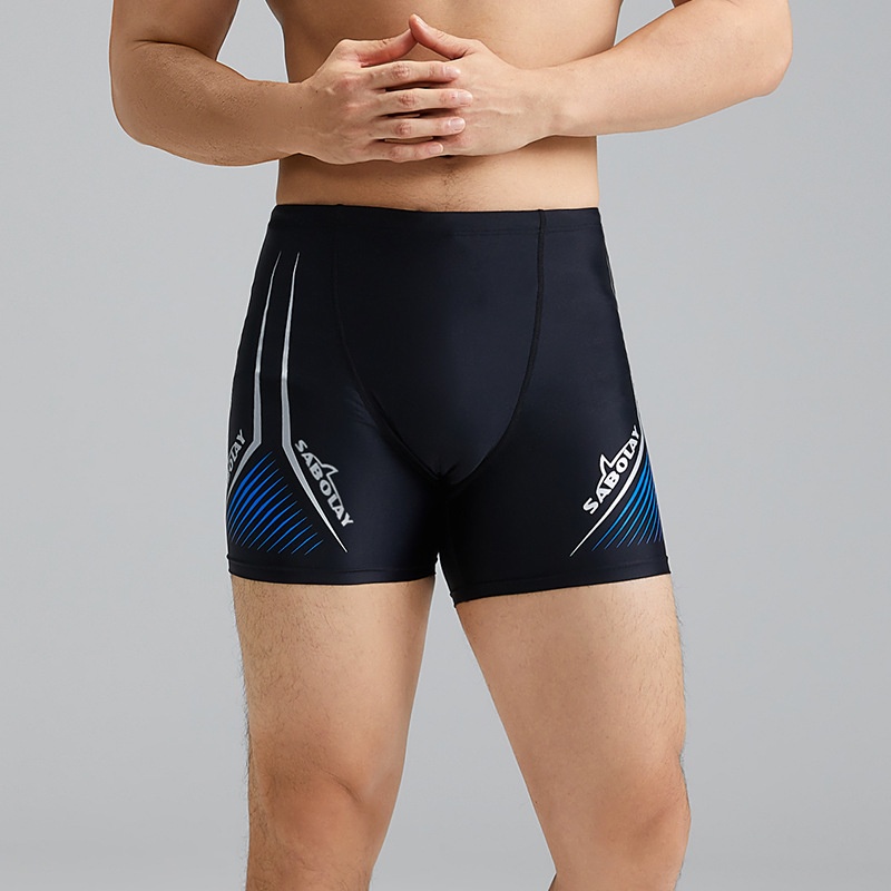 001 New Adult Men's Nylon Thickened Boxer Briefs Anti-Embarrassment Swim Professional Quick-Dry Surfing Swimming Trunks_voghion.com