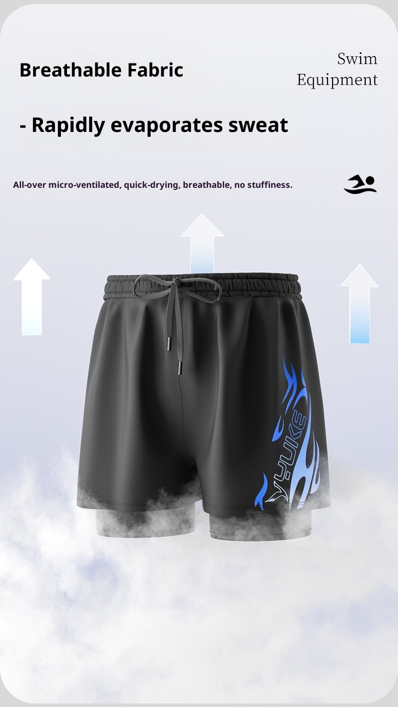 001 Adult Nw Profssional Quick-Dry Two-Layr Loos Larg Siz Doubl-Layr Anti-Embarrassmnt Swimming Trunks St_voghion.com