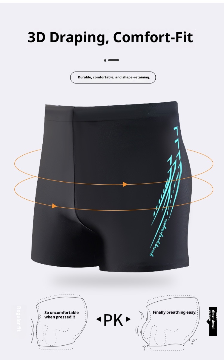001 Men's Trunks Adult Large Size Boxer Anti-Embarrassment Quick-Dry High-Waist Sports Beach Shorts Swimming Gear Set_voghion.com