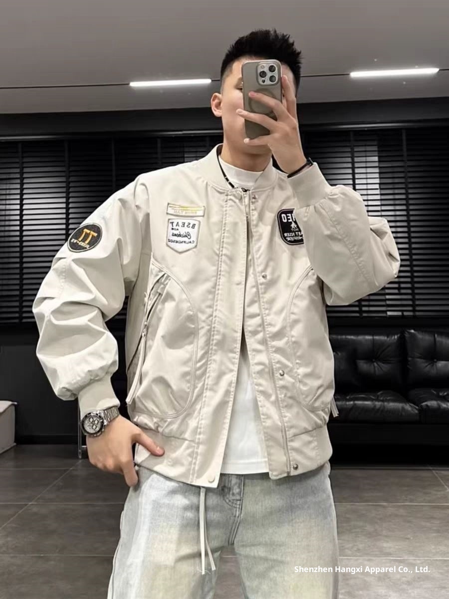 Giacca da baseball da uomo ActiveGo ActiveGo autunno stile americano, alla moda, casual, ricamata, nuova di zecca, da pilota, elegante_voghion.com