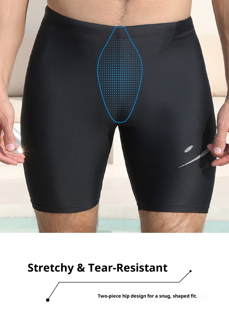 001 2023 New Adult Men's Racing Five-Point Anti-Embarrassment Quick-Dry High Elastic Boxer Swim Trunks_voghion.com