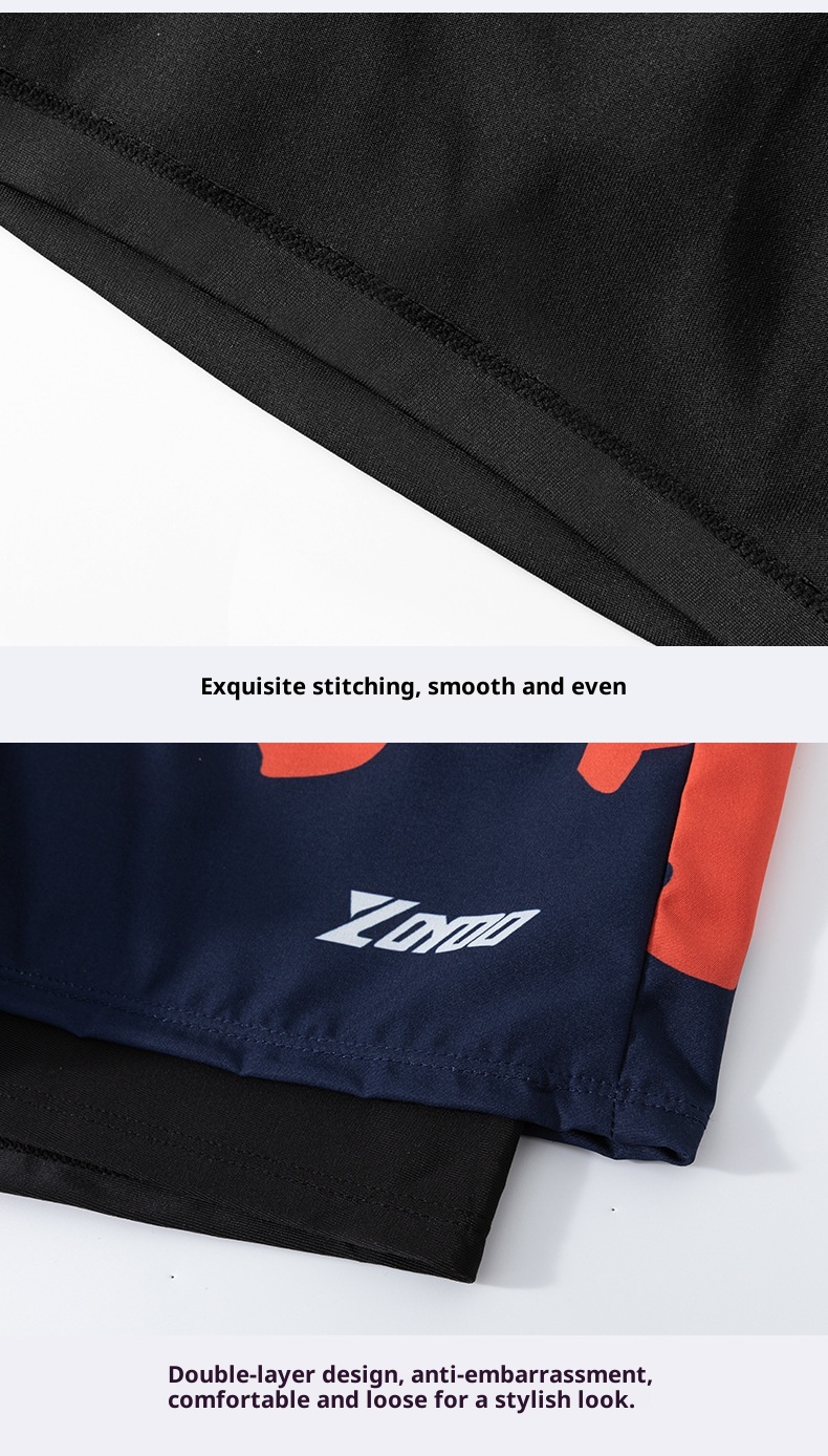 001 Adult Swimming New Men' Double Layer Quick-Dry Anti-Embarrament Swim Trunk Boxer Looe Breathable Caual Beach_voghion.com