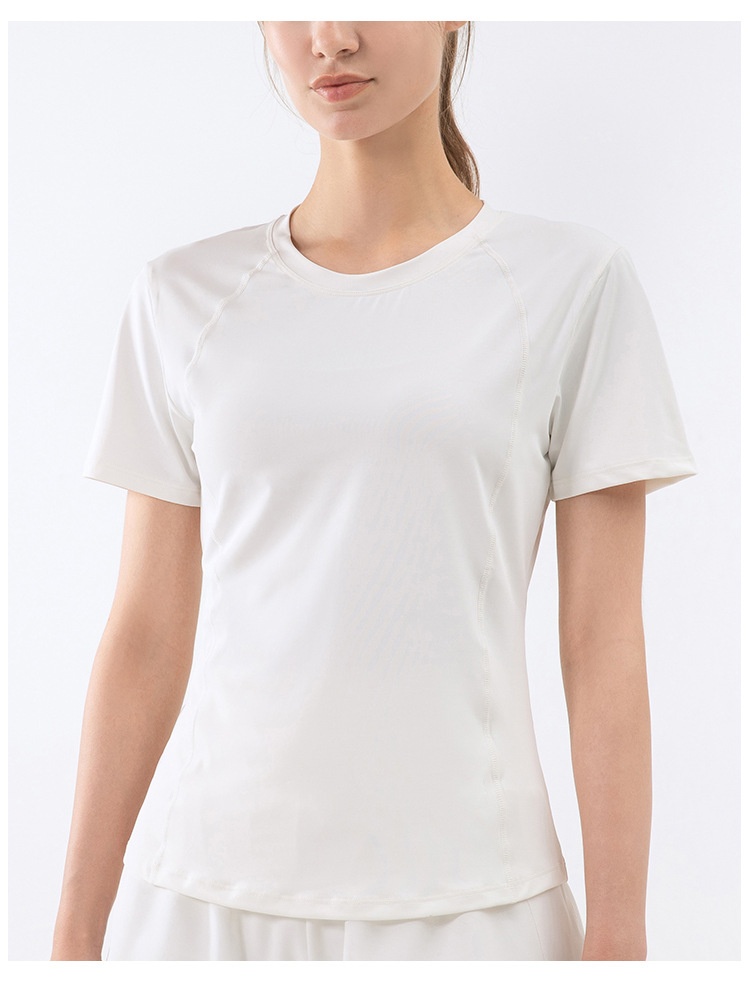 ActiveGo ActiveGo Haut de sport amincissant à manches courtes pour femme, coupe transfrontalière européenne et américaine, haut de fitness décontracté et respirant,_voghion.com