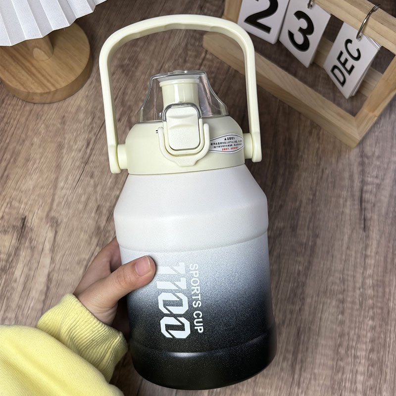 001 Borraccia termica in acciaio inossidabile di grande capacità con cannuccia per sport all'aperto, portatile, fitness, thermos_voghion.com