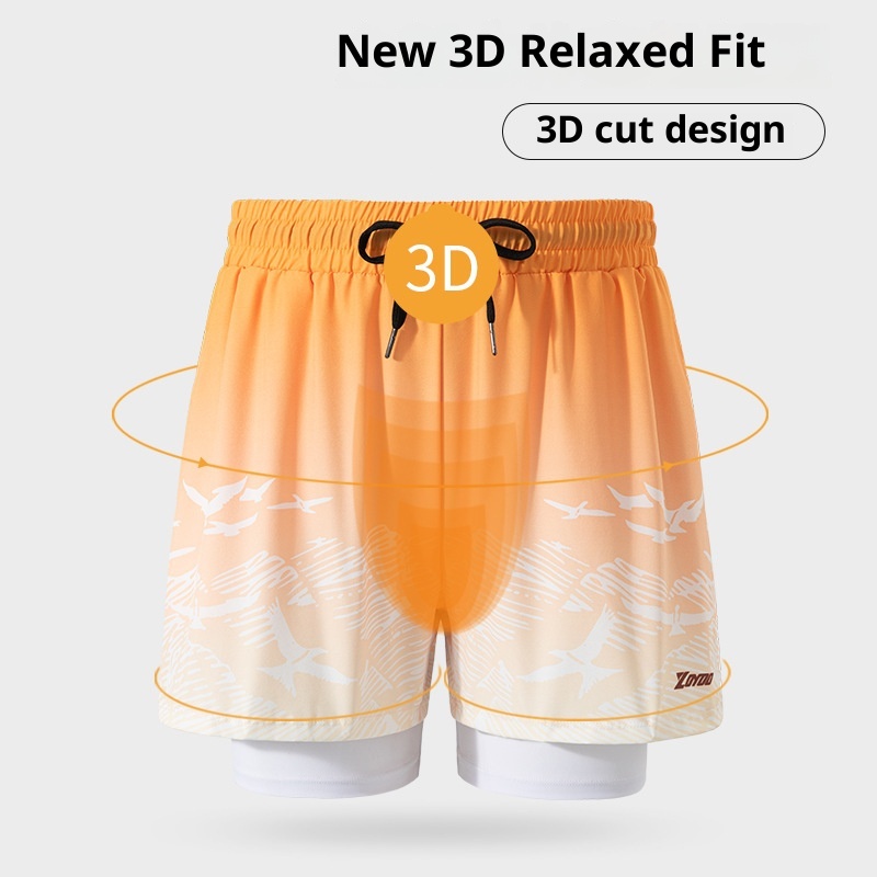 001 Men's New Quick-Dry Large Size Anti-Embarrassment Adult Gear Full Set Loose Beach Swimming Trunks For Hot Springs_voghion.com