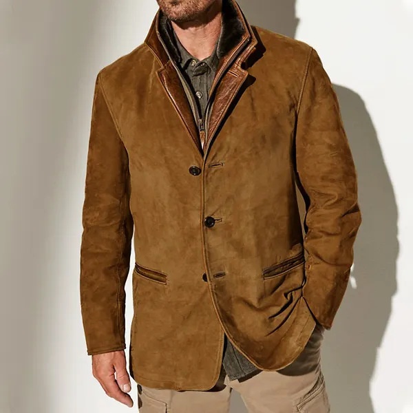 ActiveGo ActiveGo Cross-Border Spring Autumn New European And American Fashion Retro Jacket Men's Casual Coat Turn-Down Collar Workwear_voghion.com