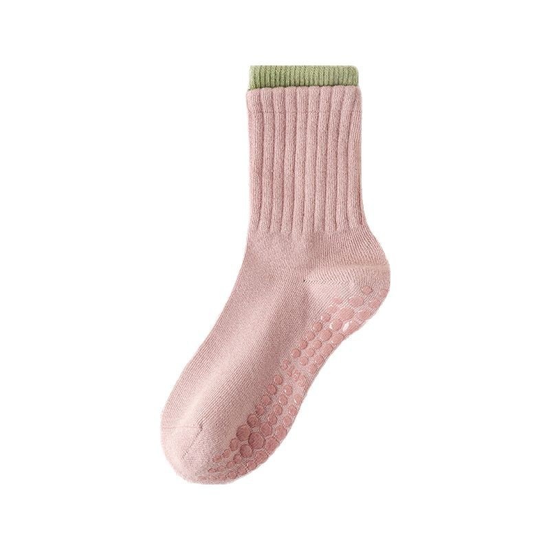 001 Women's Summer Thin Full Sole Non-Slip Shock Absorption Silicone Sports Yoga Double Loop Design Seamless Mid-Calf Socks_voghion.com