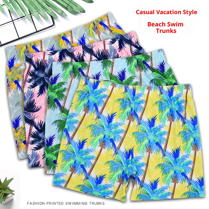 001 Anti-Embarrassmnt Loos Boxr Swim Fashion Printd Mn's Swimwar Coconut Tr Adult Swimming Trunks Factory Dirct_voghion.com