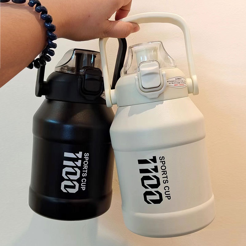 001 Borraccia termica in acciaio inossidabile di grande capacità con cannuccia per sport all'aperto, portatile, fitness, thermos_voghion.com