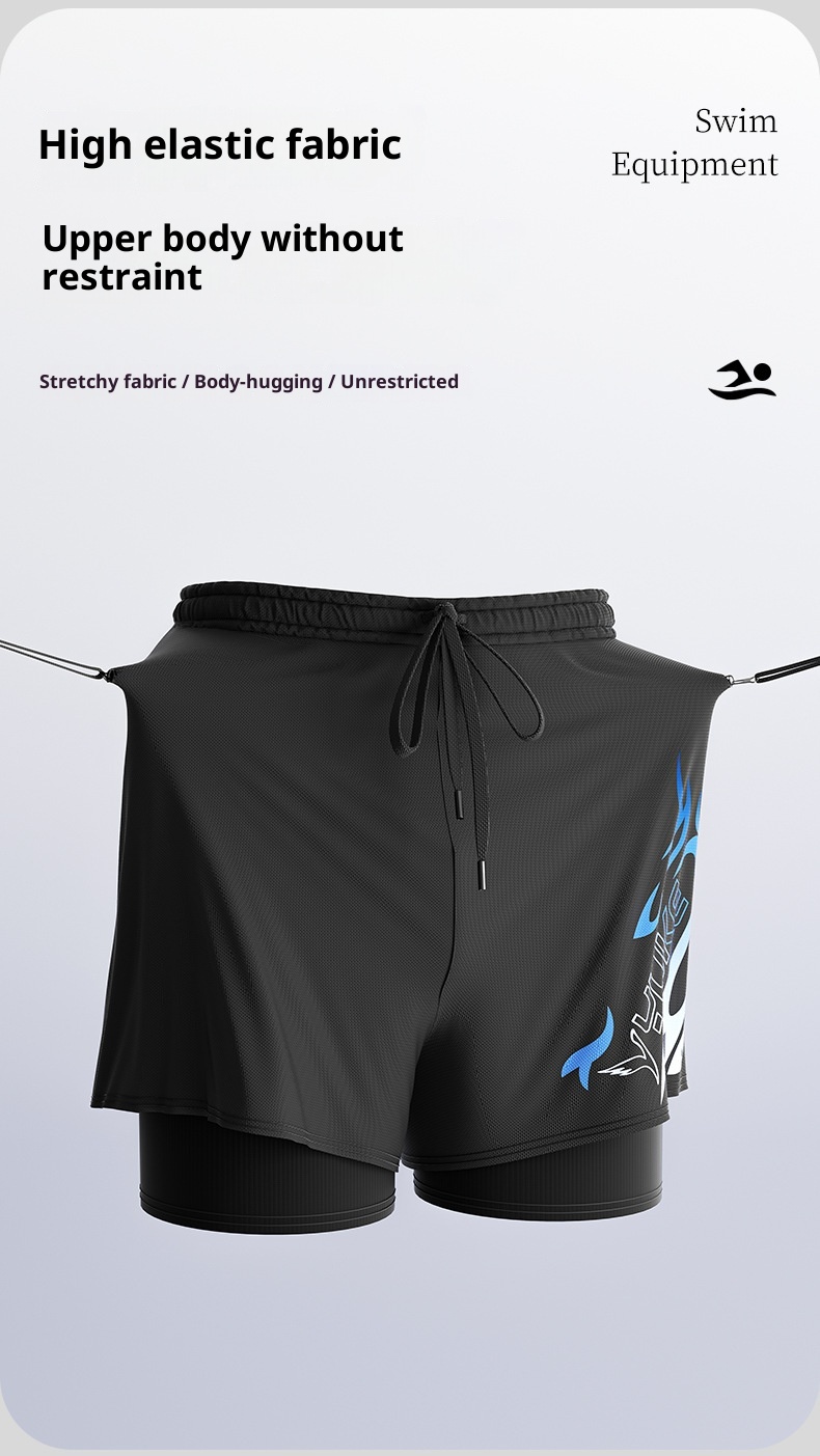 001 Adult Nw Profssional Quick-Dry Two-Layr Loos Larg Siz Doubl-Layr Anti-Embarrassmnt Swimming Trunks St_voghion.com