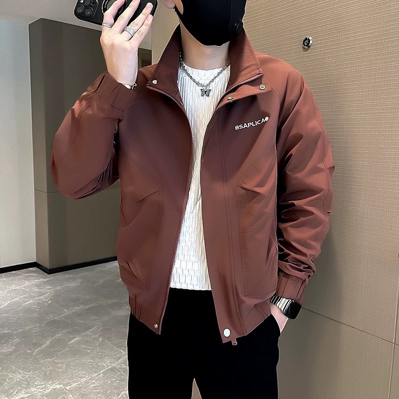 ActiveGo ActiveGo Giacca da baseball con colletto rovesciato, stile americano, versatile, da uomo, primavera autunno, stile High Street, alla moda_voghion.com