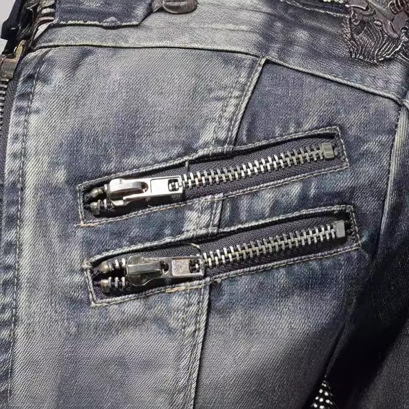 ActiveGo ActiveGo 2024 Men's Denim European And American Casual Retro Large Size Stand Collar Zipper Cycling Motorcycle Jacket Trendy_voghion.com