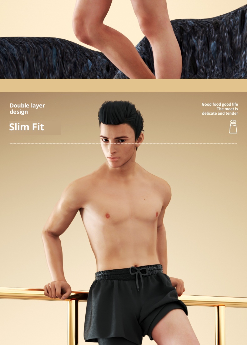 001 Men's Double Layer Swim Boxer Adult Quick-Dry Anti-Embarrassment Trunks Beach Shorts Hot Spring Swimming Gear Set_voghion.com