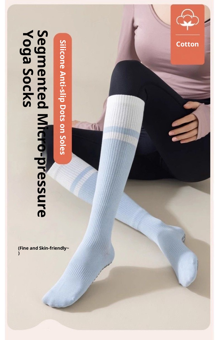 001 Yoga Socks Thin Non-Slip Mid-Calf Professional Compression Calf Pilates Summer Jump Rope Running Sports Fitness_voghion.com
