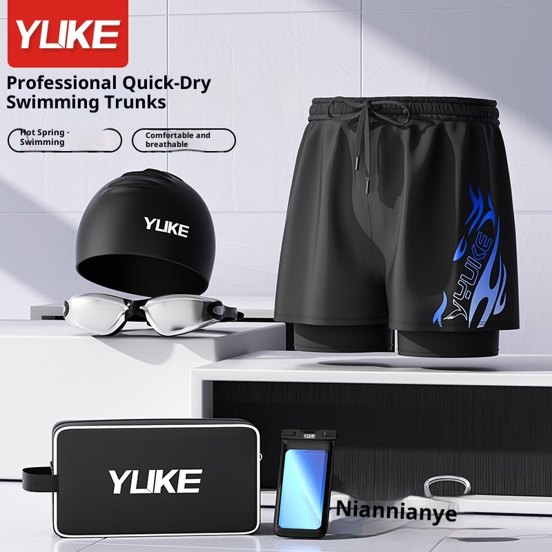 001 Adult Nw Profssional Quick-Dry Two-Layr Loos Larg Siz Doubl-Layr Anti-Embarrassmnt Swimming Trunks St_voghion.com