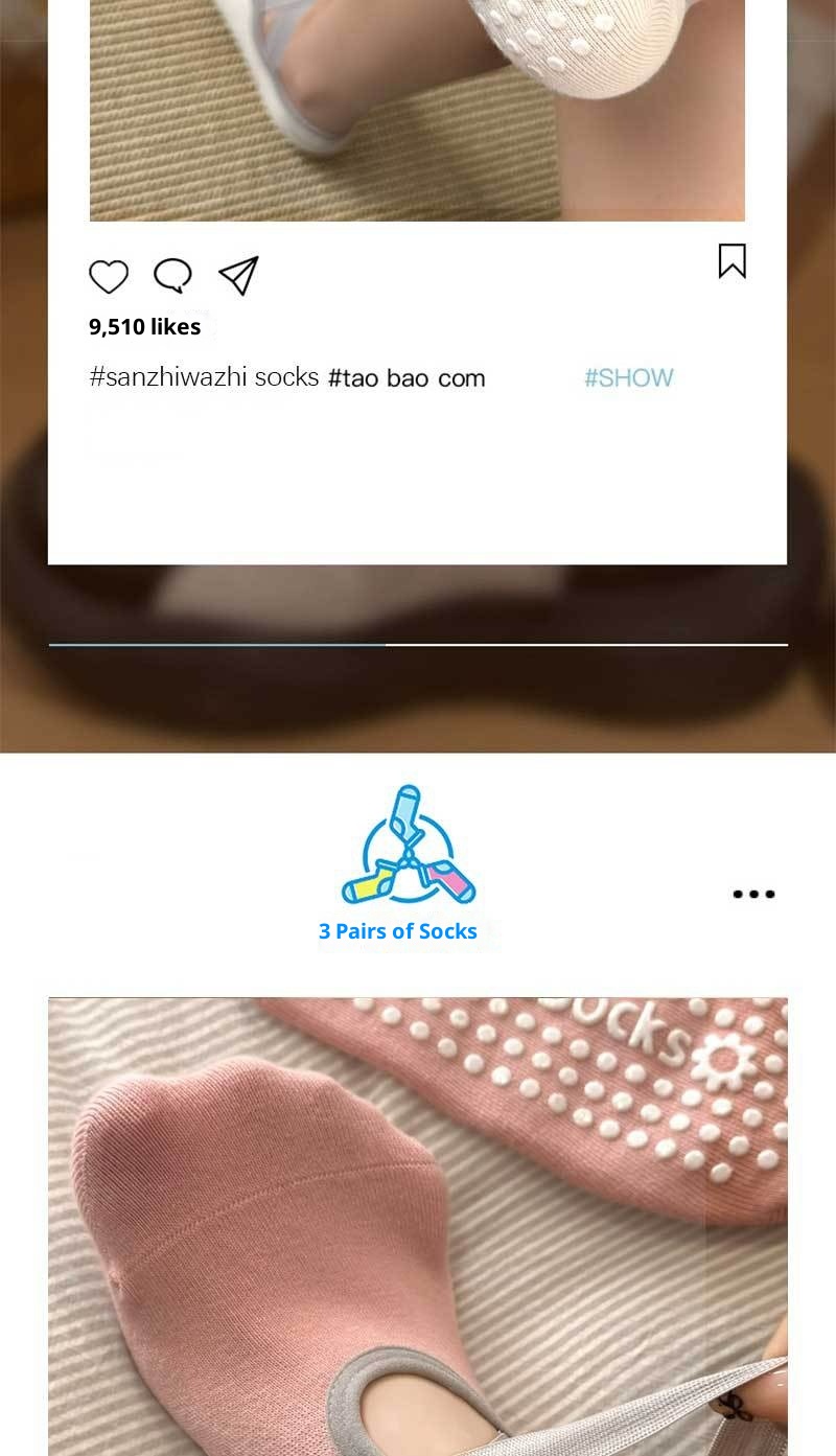 Chaussettes de sport pour femmes, modèle Yoga Pilates 001, fines, en coton, antidérapantes, sans déport du talon, idéales pour le sport et le fitness._voghion.com