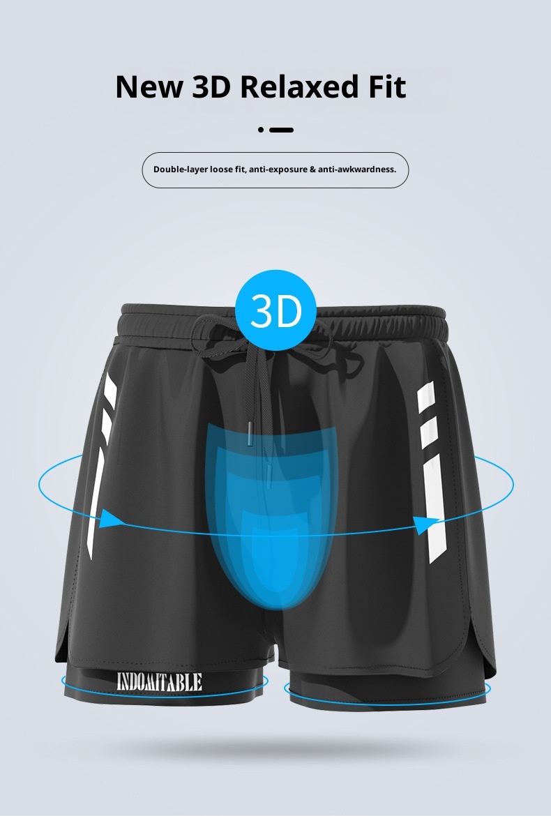 001 Men's Trunks Double Layer Anti-Embarrassment Plus Size Quick-Dry Professional Swimwear Hot Spring Adult Swimming Pants_voghion.com