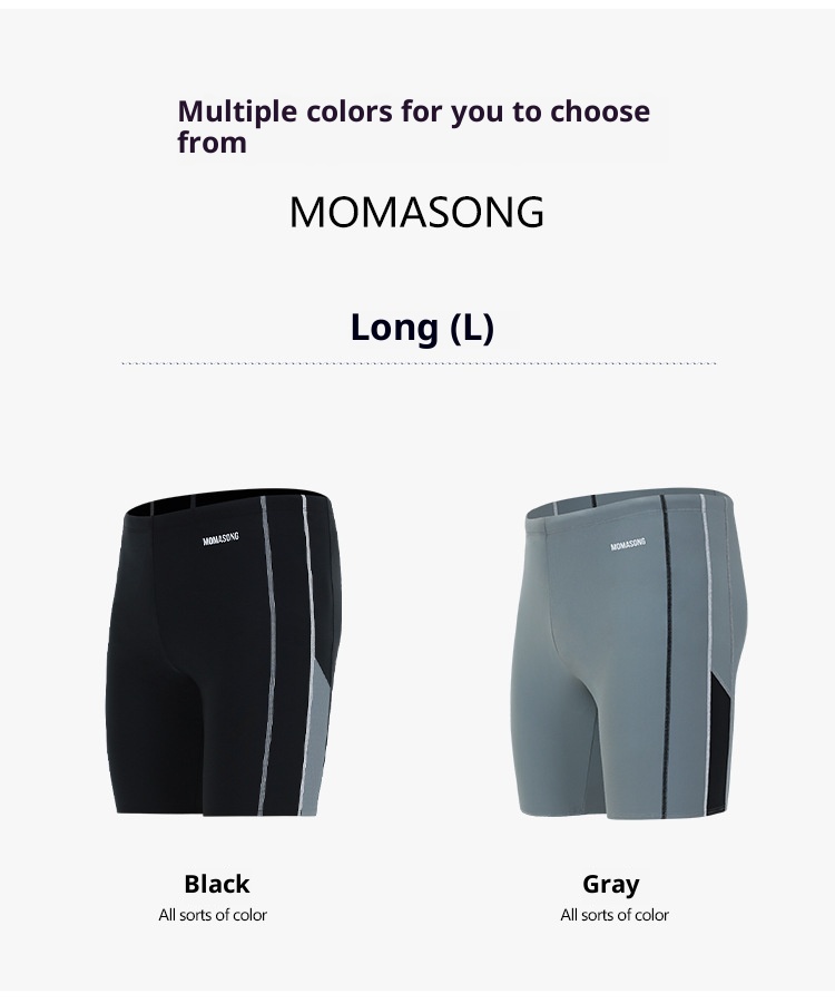 001 Momasong Trunks Professionelle Trainings-Badeshorts für Herren mit Fünf-Punkt-Ausrüstung, schnelltrocknend_voghion.com