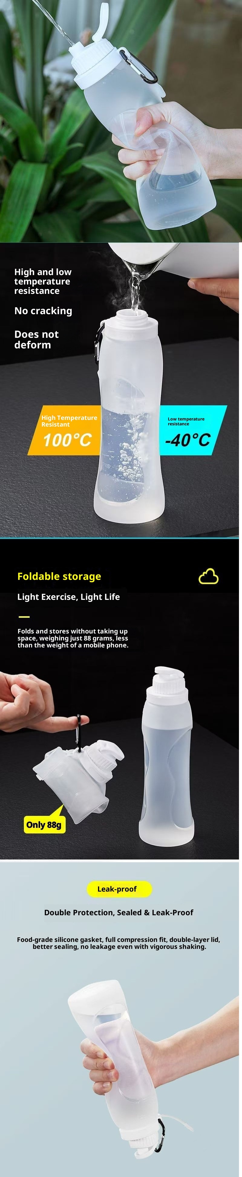 001 Tazza pieghevole in silicone per sport all'aria aperta, borraccia portatile, per ciclismo, viaggi d'affari, articoli da viaggio pratici e multifunzionali_voghion.com