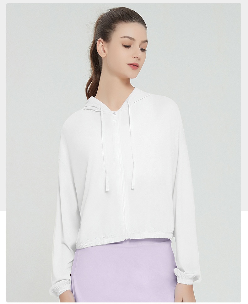 ActiveGo ActiveGo Abbigliamento estivo da donna, pantaloncini sportivi da yoga con cappuccio, giacca in pelle con protezione solare UV UPF50+ per esterni_voghion.com