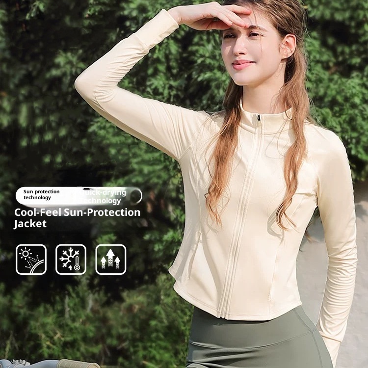 ActiveGo ActiveGo Slim Fit Protezione solare Abbigliamento sportivo da donna con colletto alto Yoga UV Ice Silk traspirante Traspirante Traspirante_voghion.com