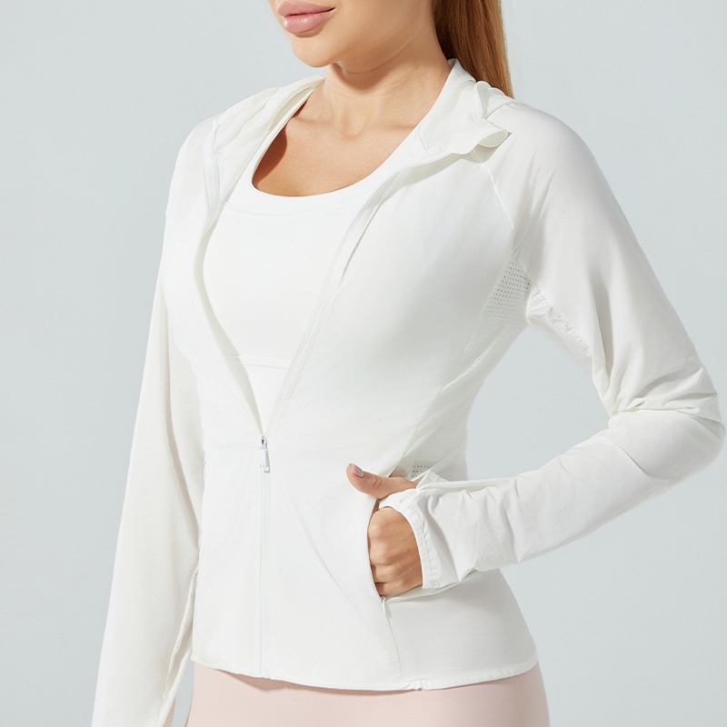 ActiveGo ActiveGo QCFE Qiancai Feier Summer Outdoor Sports Yoga Fitness Running Hooded Ice Feel Sun Protection Jacket For Women 3031_voghion.com