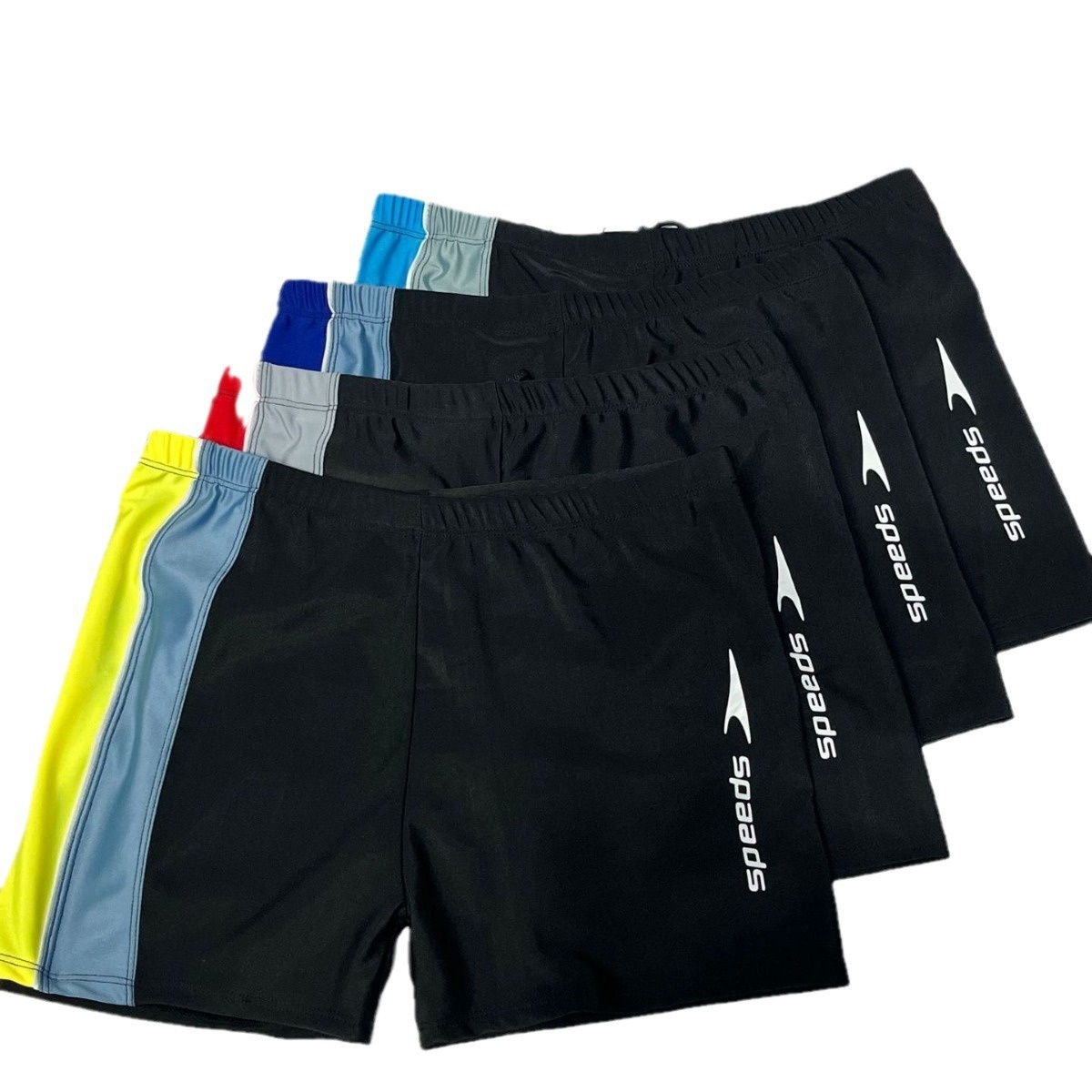 001 Adult Color Block Men's Plus Size Boxer Shorts Beach Spa Breathable Quick-Dry Comfortable Swim Trunks_voghion.com