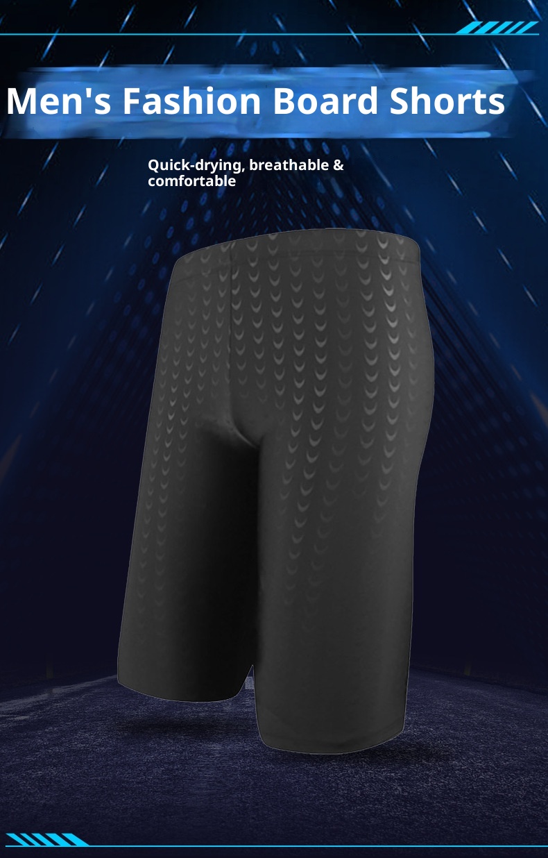 001 Wholesale Men's Large Size Five-Point Professional Long Racing Adult Boxer Beach Shorts Shark Swim Trunks_voghion.com