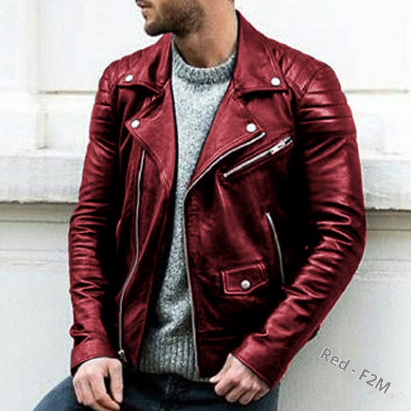 ActiveGo ActiveGo 2024 New European And American Clothing Stand Collar Punk Men's Motorcycle Leather Jacket Py38-p85_voghion.com