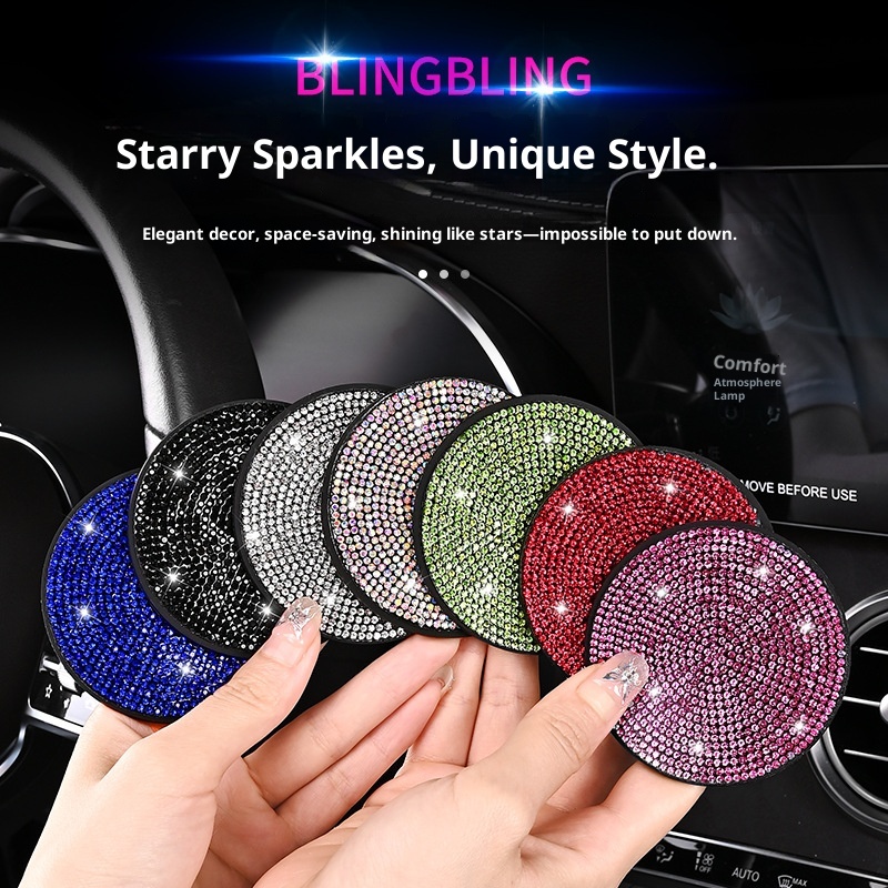 Small Deng Small Deng Cross-Border Exclusive With Rhinestones, Mat, Creative Car Anti-Slip Silicone Rhinestone Cup Mat_voghion.com