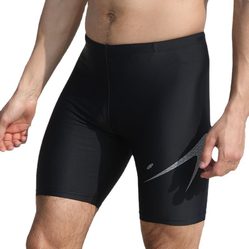 001 2023 New Adult Men's Racing Five-Point Anti-Embarrassment Quick-Dry High Elastic Boxer Swim Trunks_voghion.com