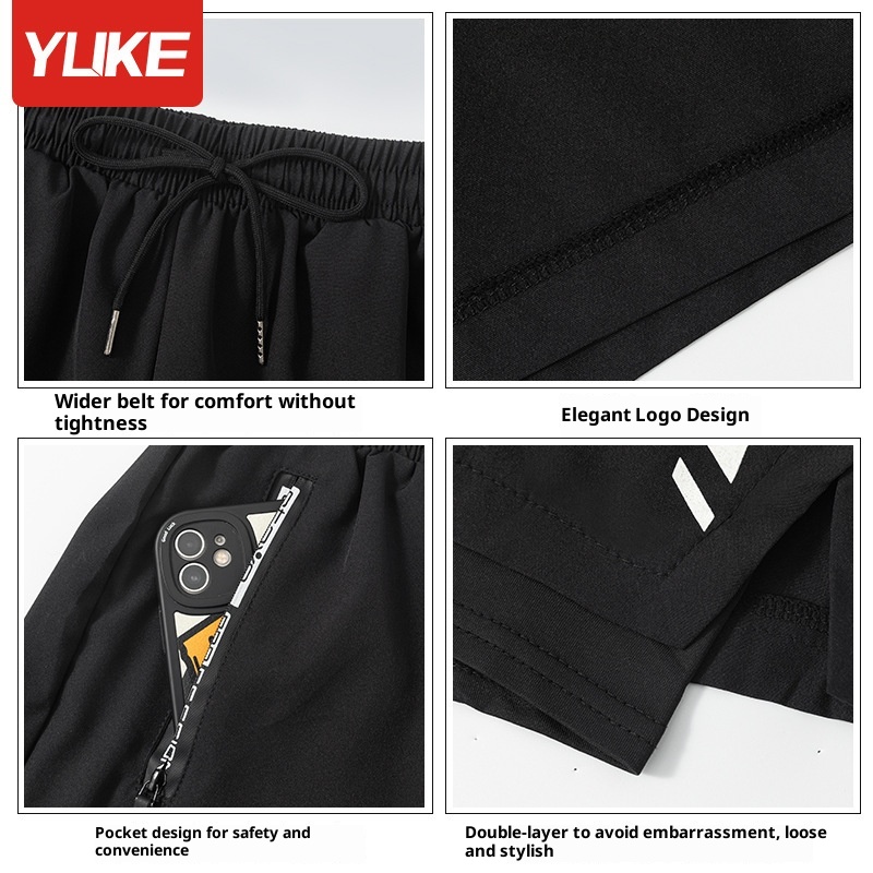 001 Swim Trunks Men's Boxer Five-Point Swimsuit Set Anti-Embarrassment New Professional Beach Adult Swimming Gear_voghion.com