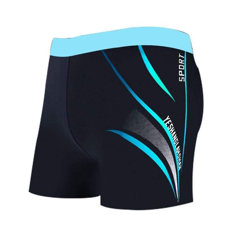 001 Herren Anti-Peinlichkeit Schnelltrocknende Boxershorts mit breitem Schirm Lockere Badehose für Erwachsene Farbblock Badehosen-Set für heiße Quellen_voghion.com