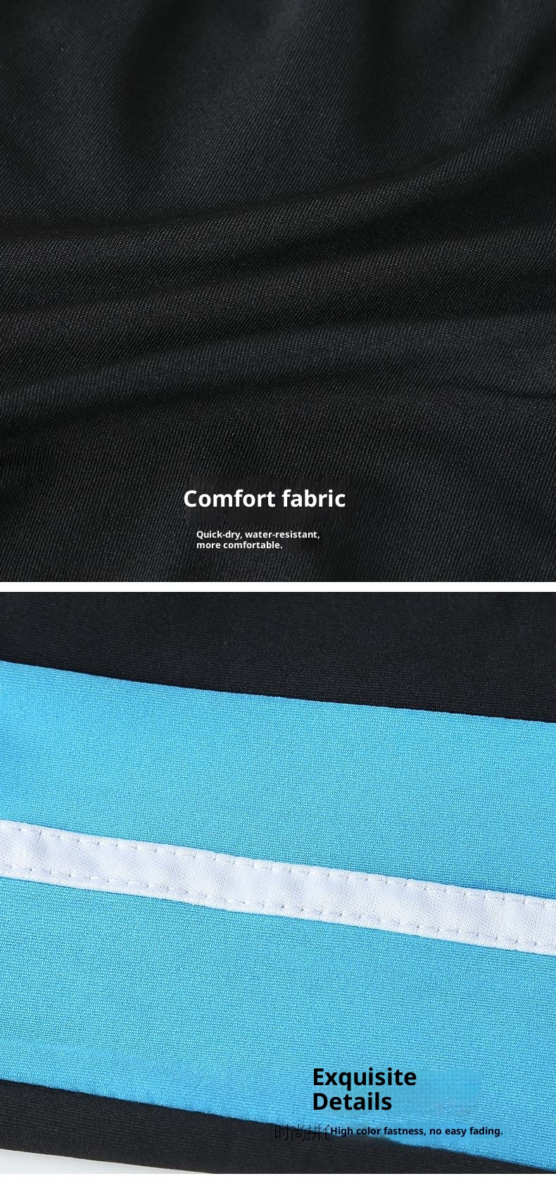 001 Men's Swim Trunks Anti-Embarrassment Adult Sports Plus Size Fashion Color Block Quick-Dry Beach Boxer Shorts_voghion.com